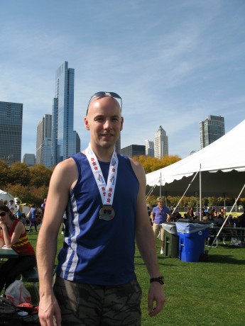 Enjoying the sun in Grant Park after the race